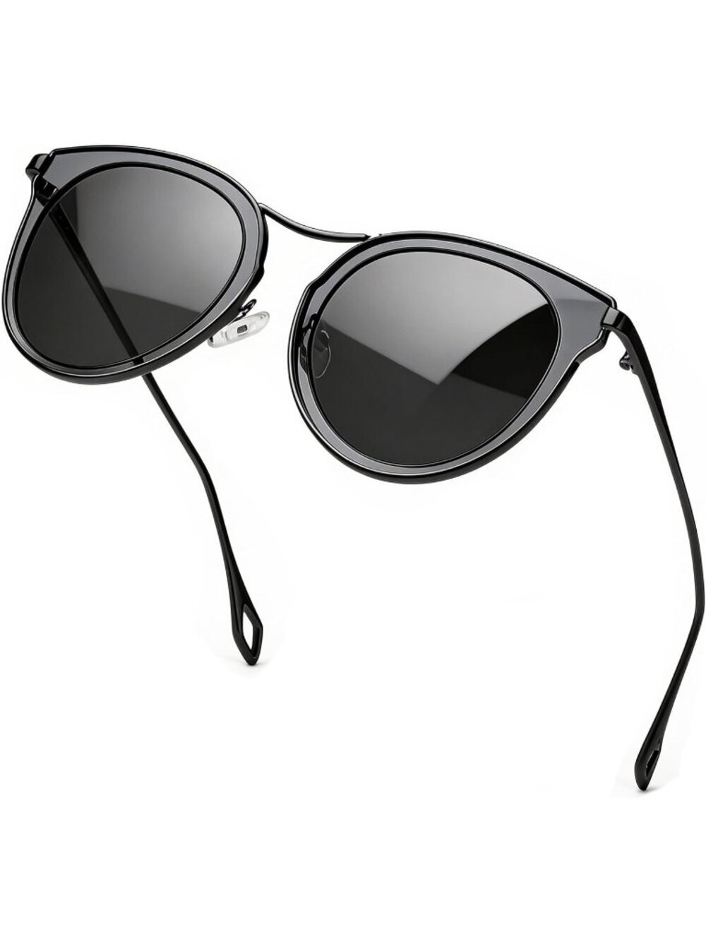 Women's Oversized Cat Eye Mirrored Sun Glasses Shades with UV400 Black
